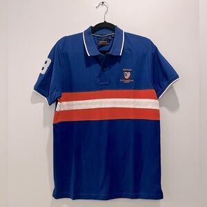 NEW Cortigiani Short Sleeve Polo T Shirt Blue White Orange South American Medium